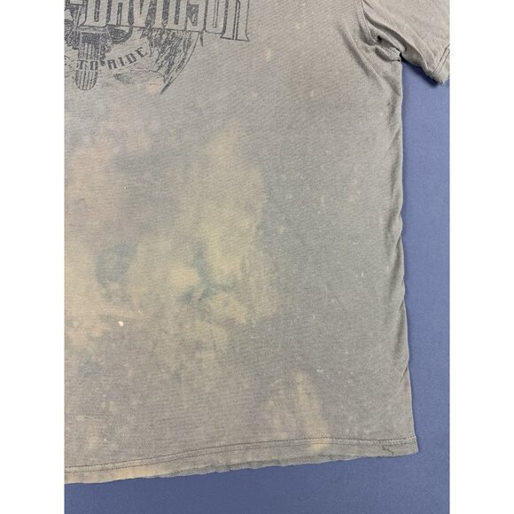 Rare Vintage Y2K Harley Davidson Rochester New York Thrashed Faded Olive Green T - Picture 11 of 13